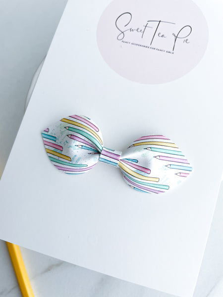 Colored Pencils Petite Hair Bow