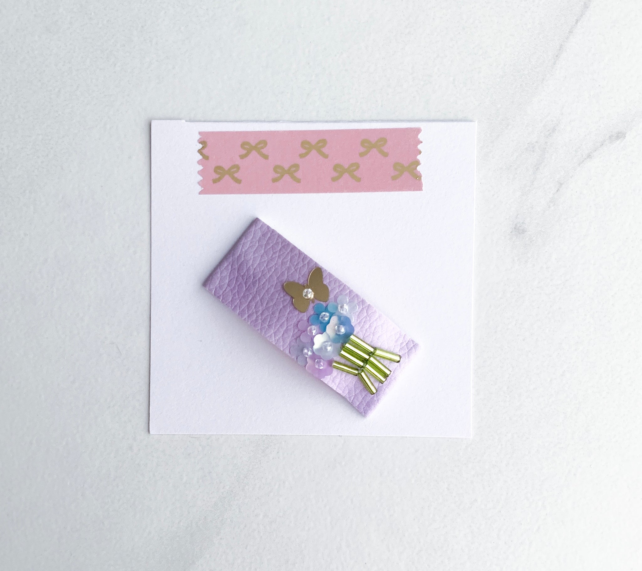 Orchid Purple Floral Bouquet Sequin Snap Clip