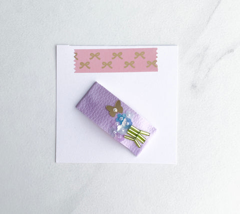 Orchid Purple Floral Bouquet Sequin Snap Clip