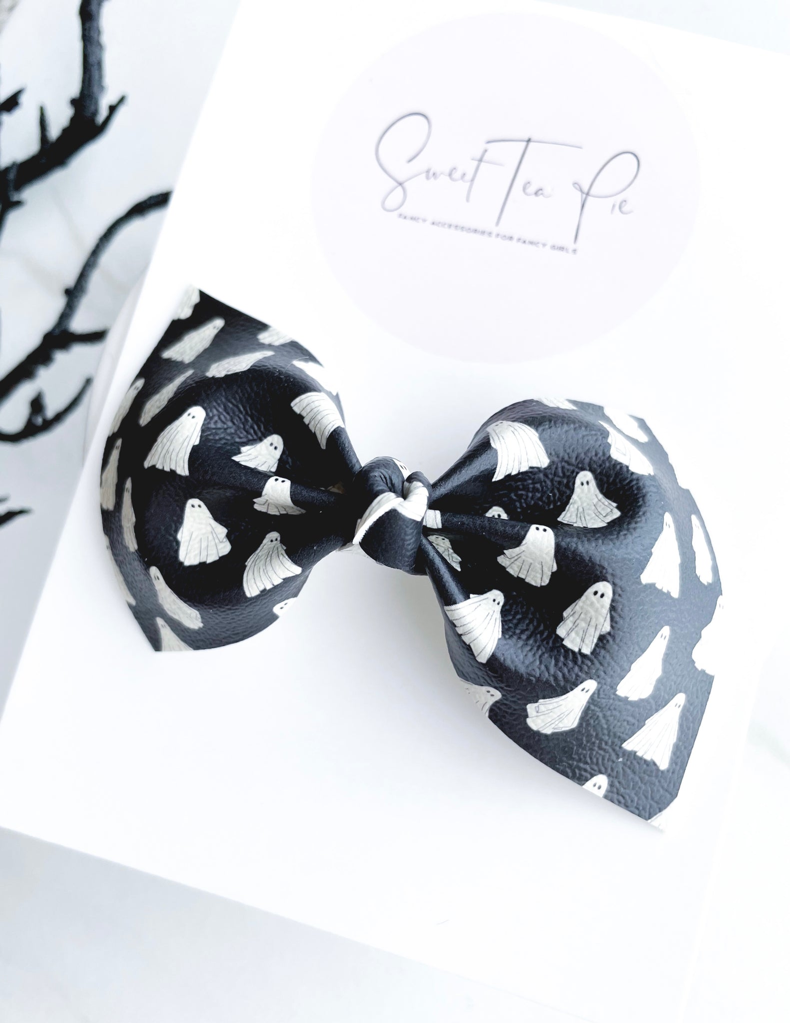 Vintage Ghosts Cats Knot Hair Bow
