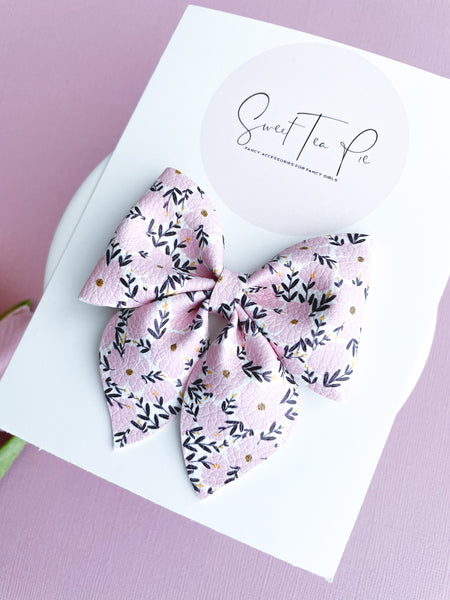 Pink Golden Blooms - Sailor Hair Bow