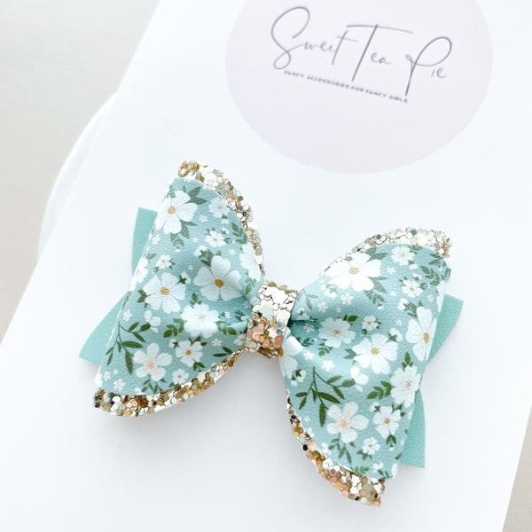Bridget Floral Pinched Loop Hair Bow