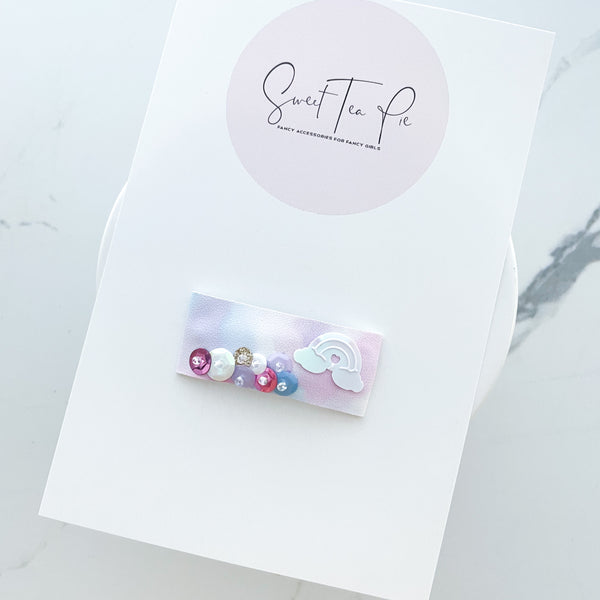 Rainbow and Clouds Sequin Snap Clip - #1