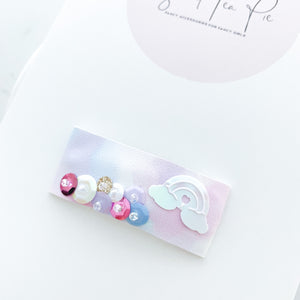 Rainbow and Clouds Sequin Snap Clip - #1