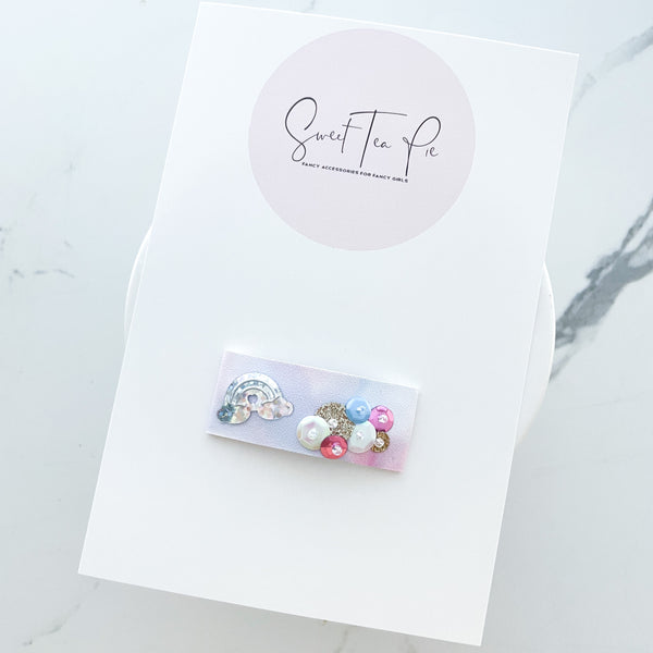 Rainbow and Clouds Sequin Snap Clip - #3