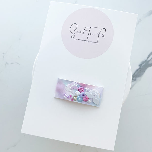 Rainbow and Clouds Sequin Snap Clip - #2