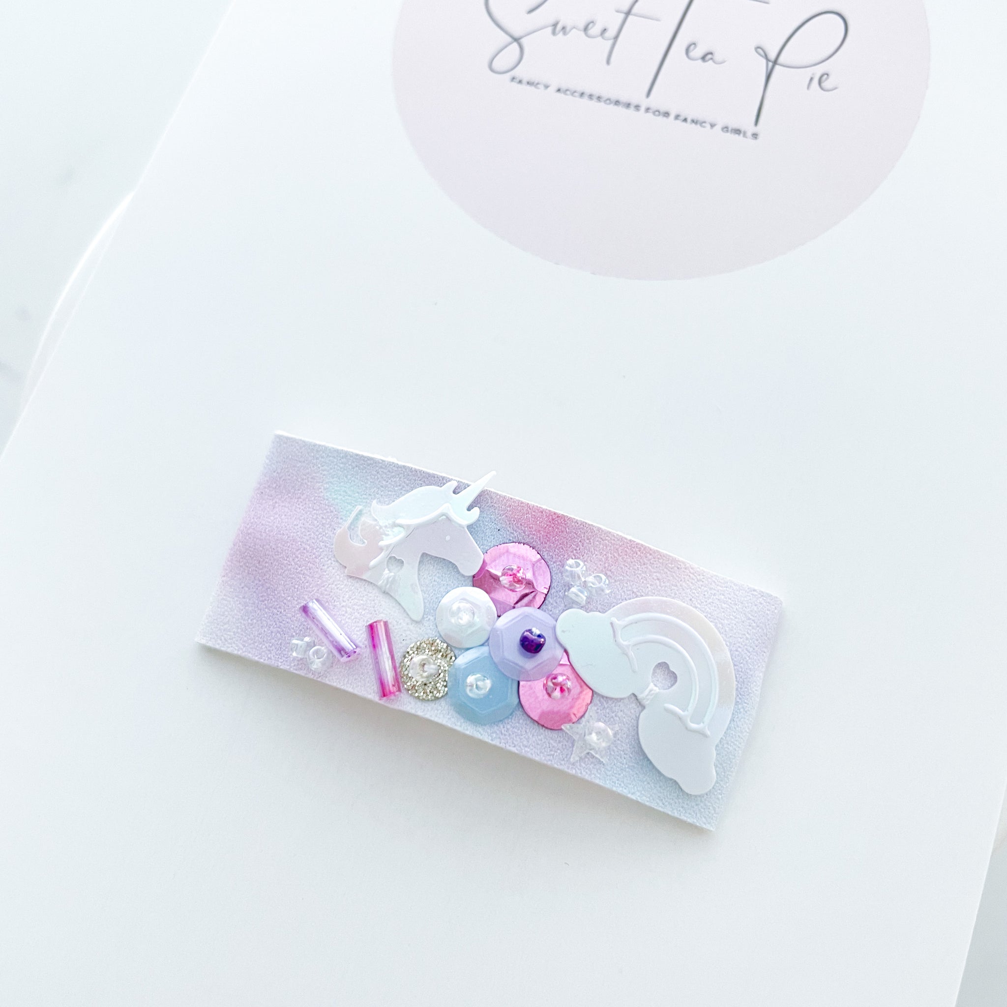 Rainbow and Clouds Sequin Snap Clip - #2