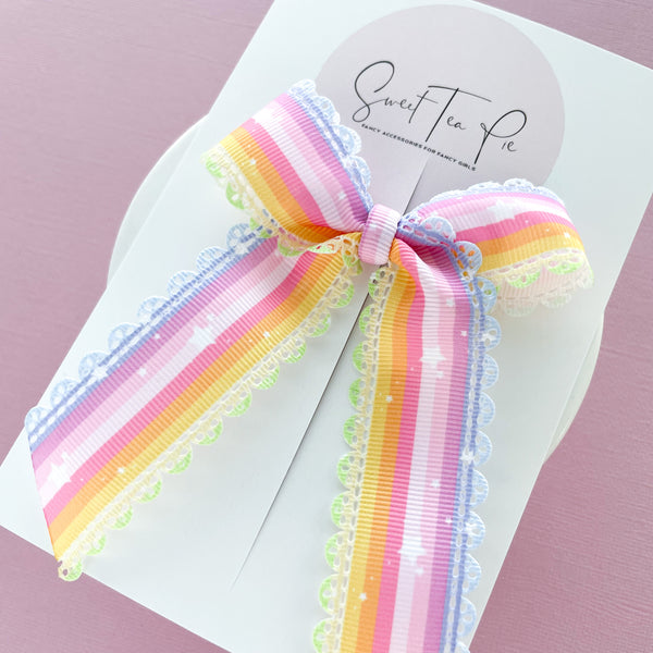 Rainbow Glam Skinny Fable Ribbon Hair Bow