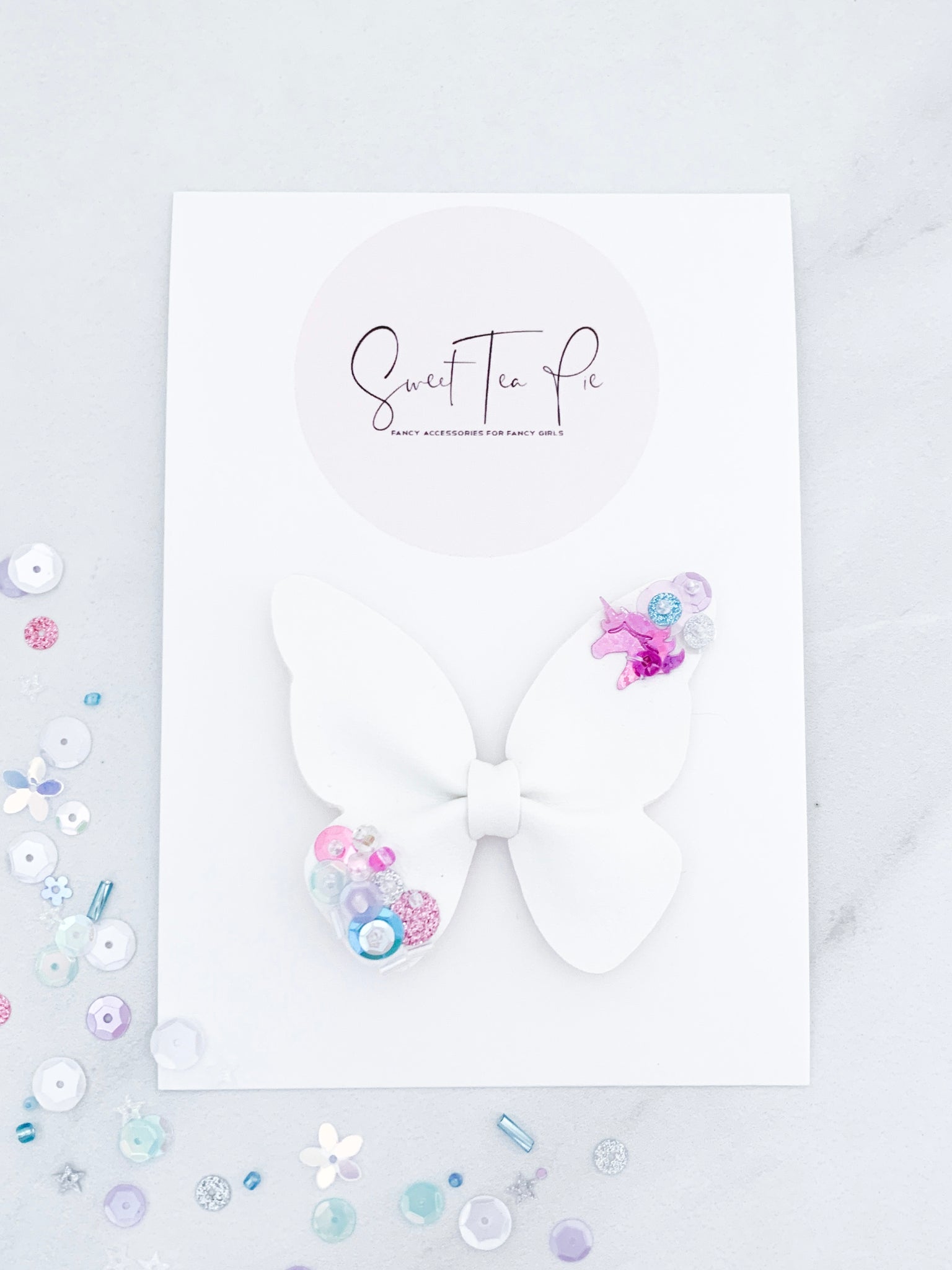 Unicorn Sequin Butterfly Clip