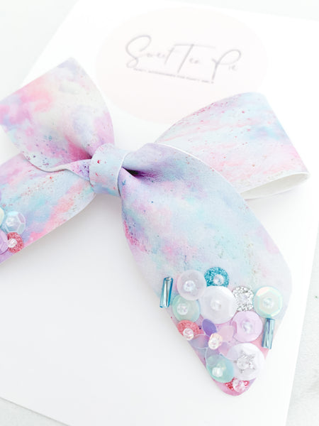 Just Like Magic Sequin Dripped Schoolgirl Bow