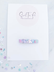 Sequin Leather Lined Hair Clip - 008