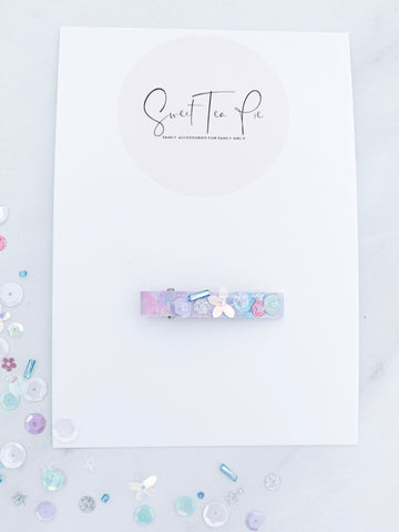 Sequin Leather Lined Hair Clip - 008