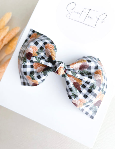 Farmhouse Floral Knot Hair Bow