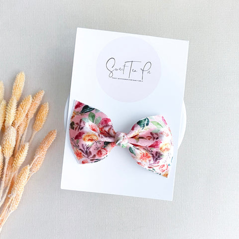 Velvet Fall Floral Knot Hair Bow
