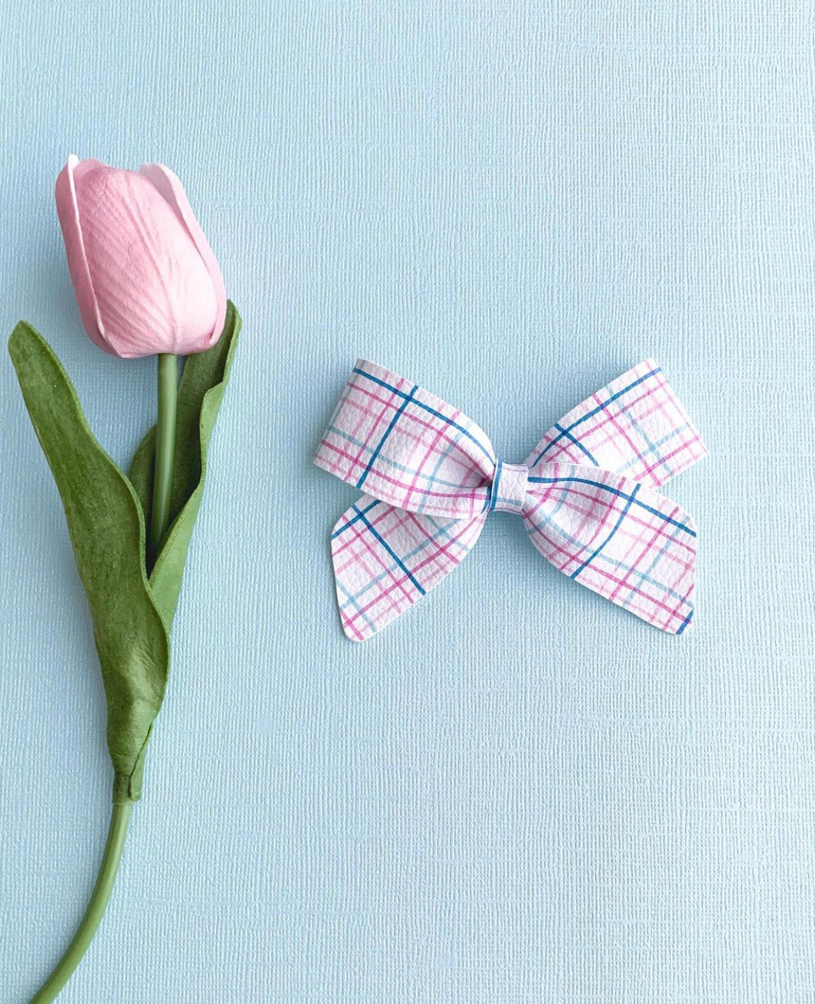 Spring Plaid Schoolgirl Bow