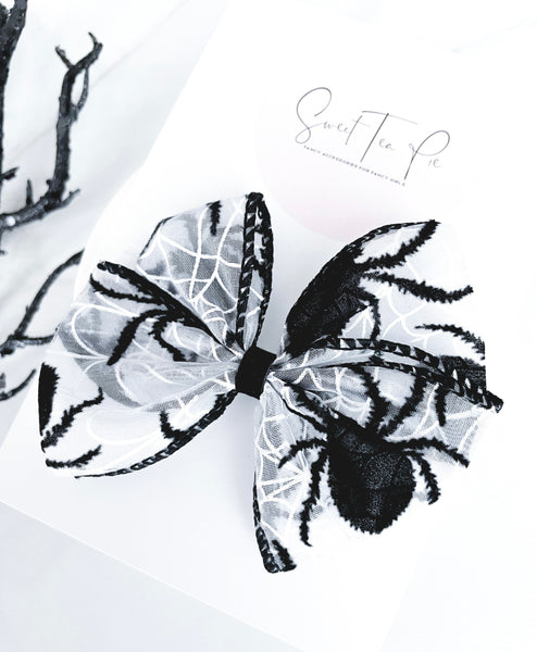 Velvet Spider Mini Fable Ribbon Hair Bow