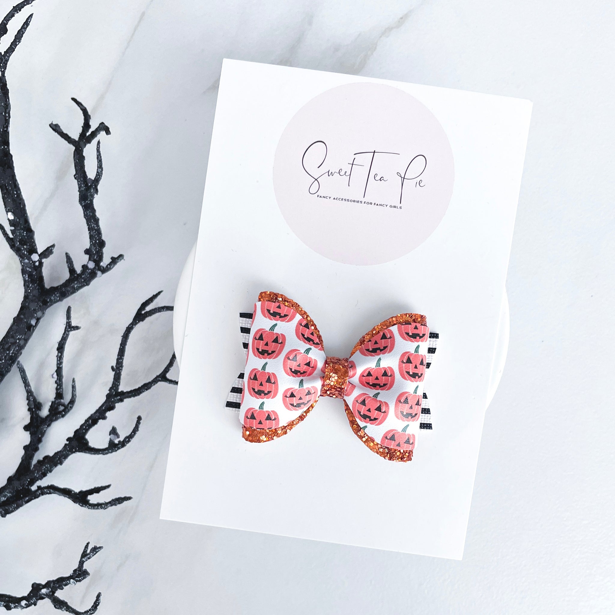 Pumpkin Pinched Loop Hair Bow