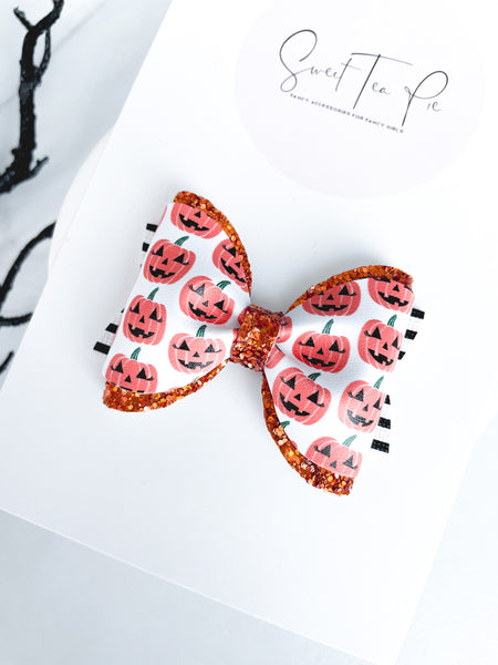 Pumpkin Pinched Loop Hair Bow