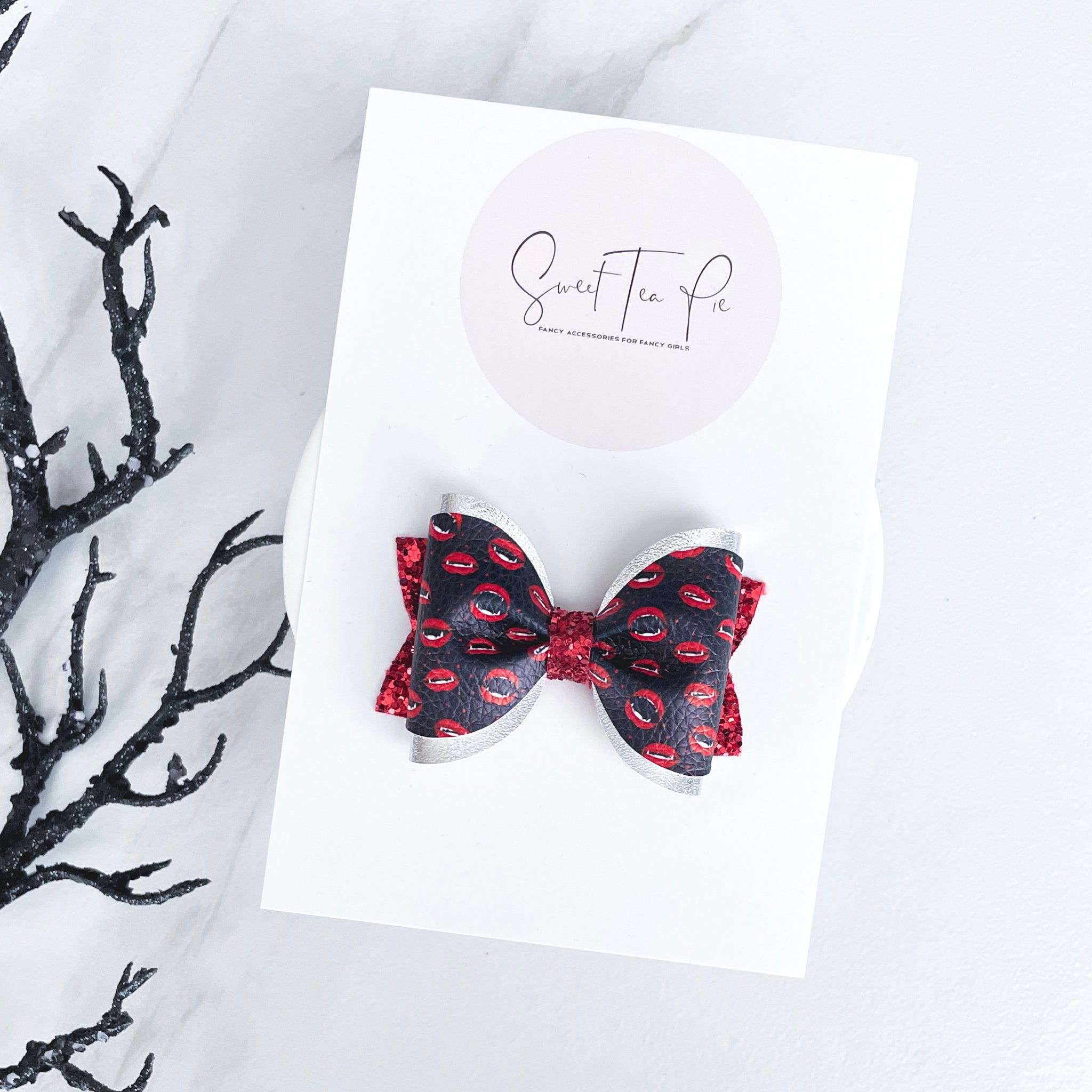 Vampire Pinched Loop Hair Bow