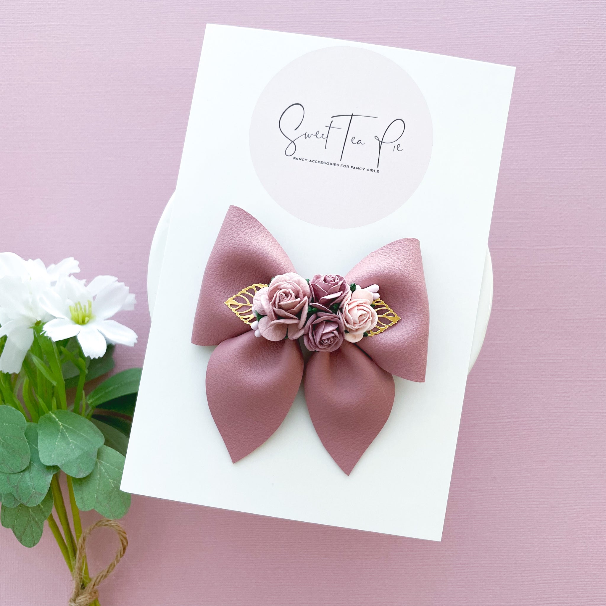 Mauve Floral - Sailor Hair Bow