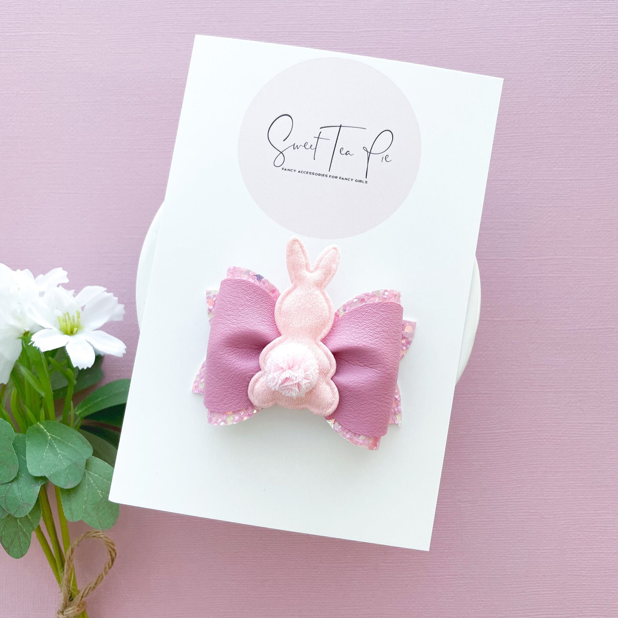 Pink Bunny Pinched Loop Hair Bow