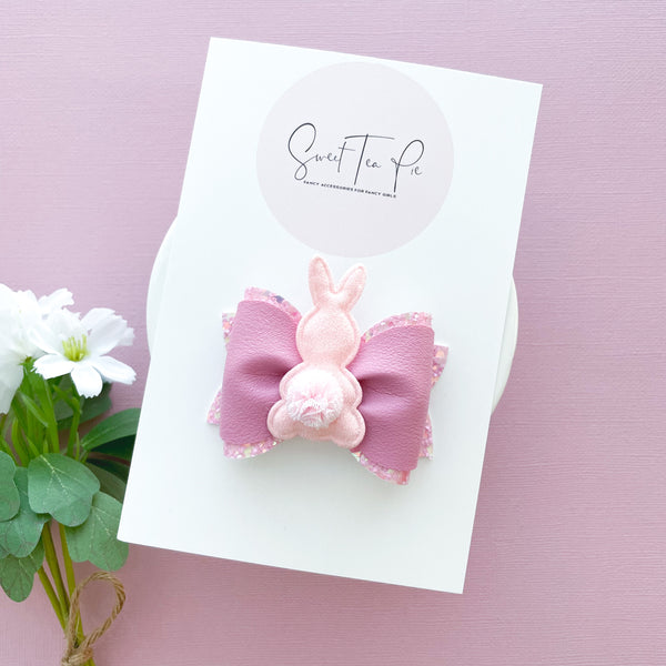 Pink Bunny Pinched Loop Hair Bow