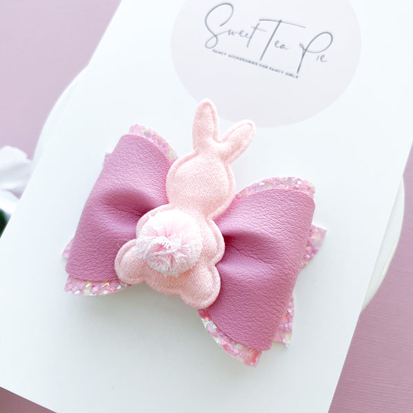 Pink Bunny Pinched Loop Hair Bow