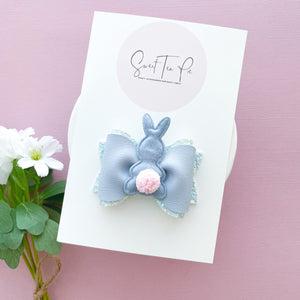 Blue Bunny Pinched Loop Hair Bow
