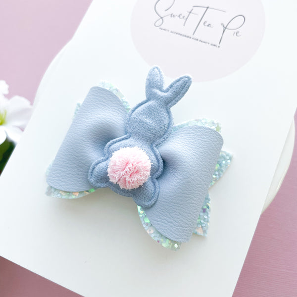Blue Bunny Pinched Loop Hair Bow