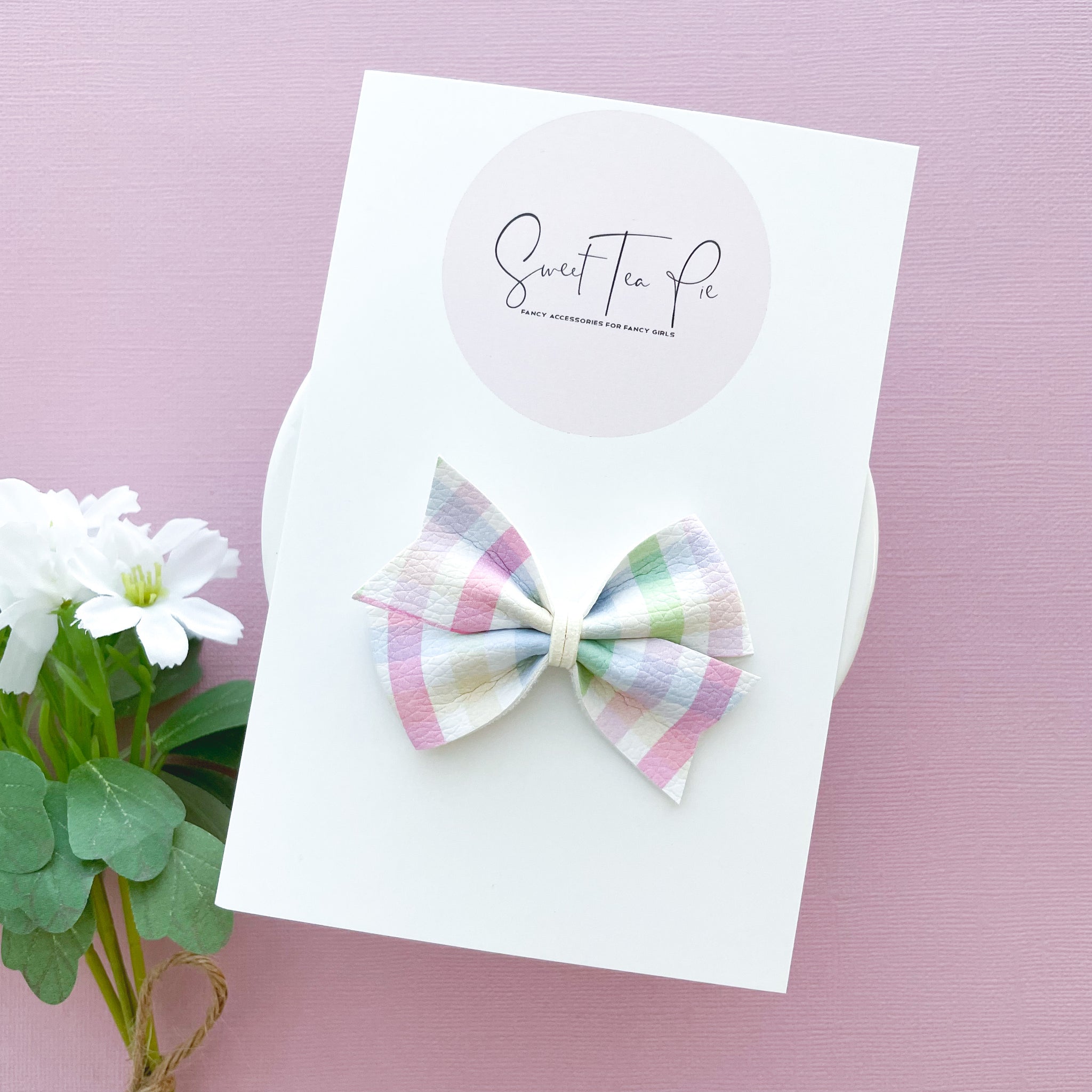 Easter Plaid Pinwheel Hair Bow