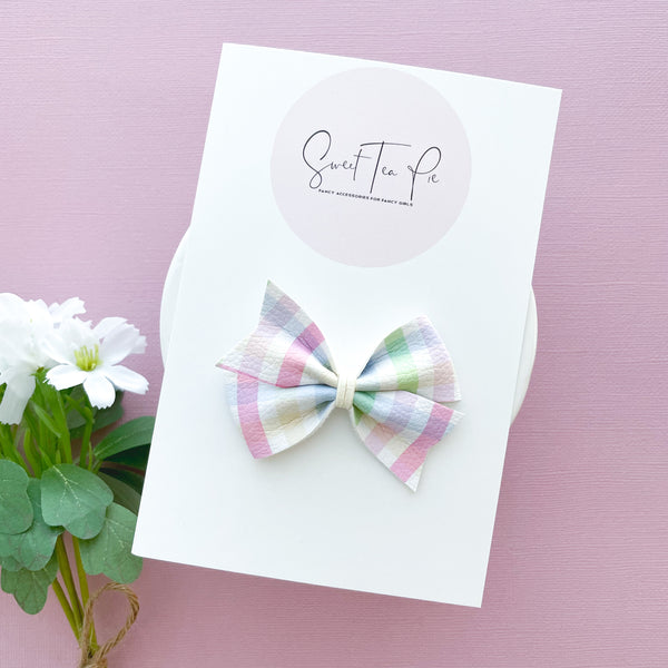 Easter Plaid Pinwheel Hair Bow
