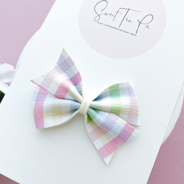 Easter Plaid Pinwheel Hair Bow