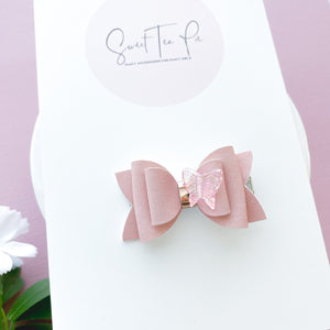 Pink Butterfly Mini Loop Bow