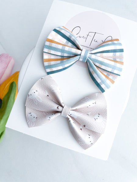 Neutral Bunny Mini Lu Bow - Set of 2