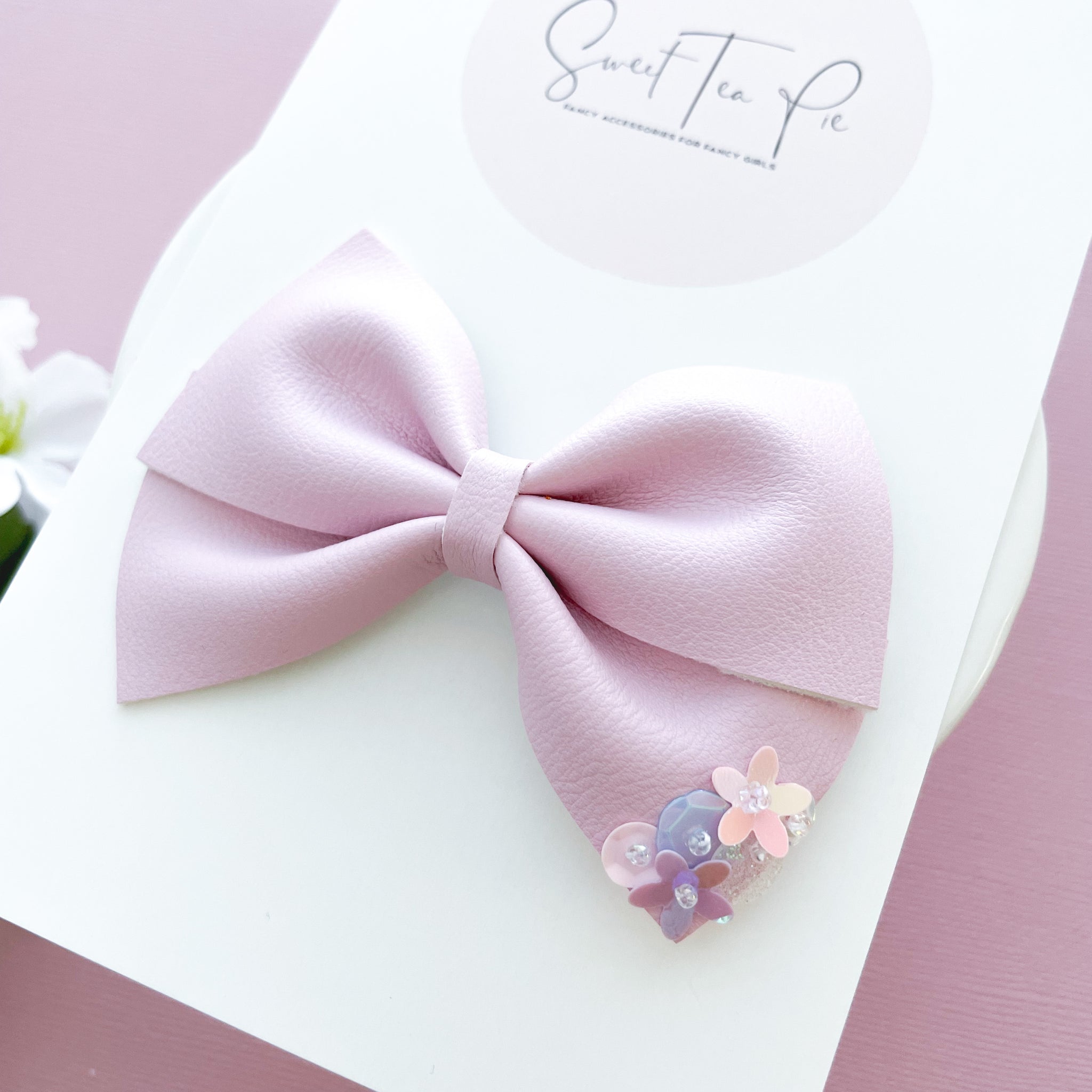 Pink Butterfly Garden Sequin Hair Bow