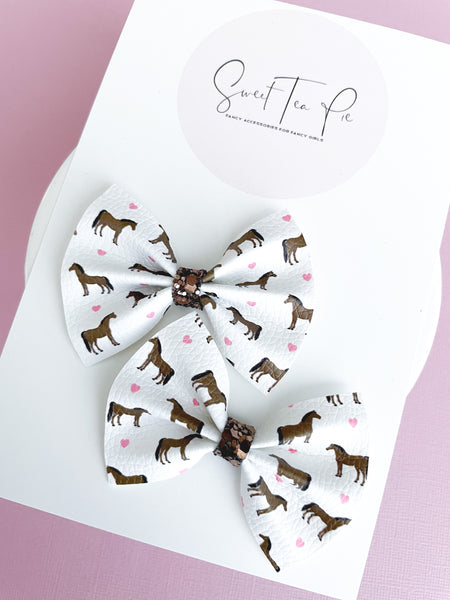 Horse Riding Pigtail Hair Bows