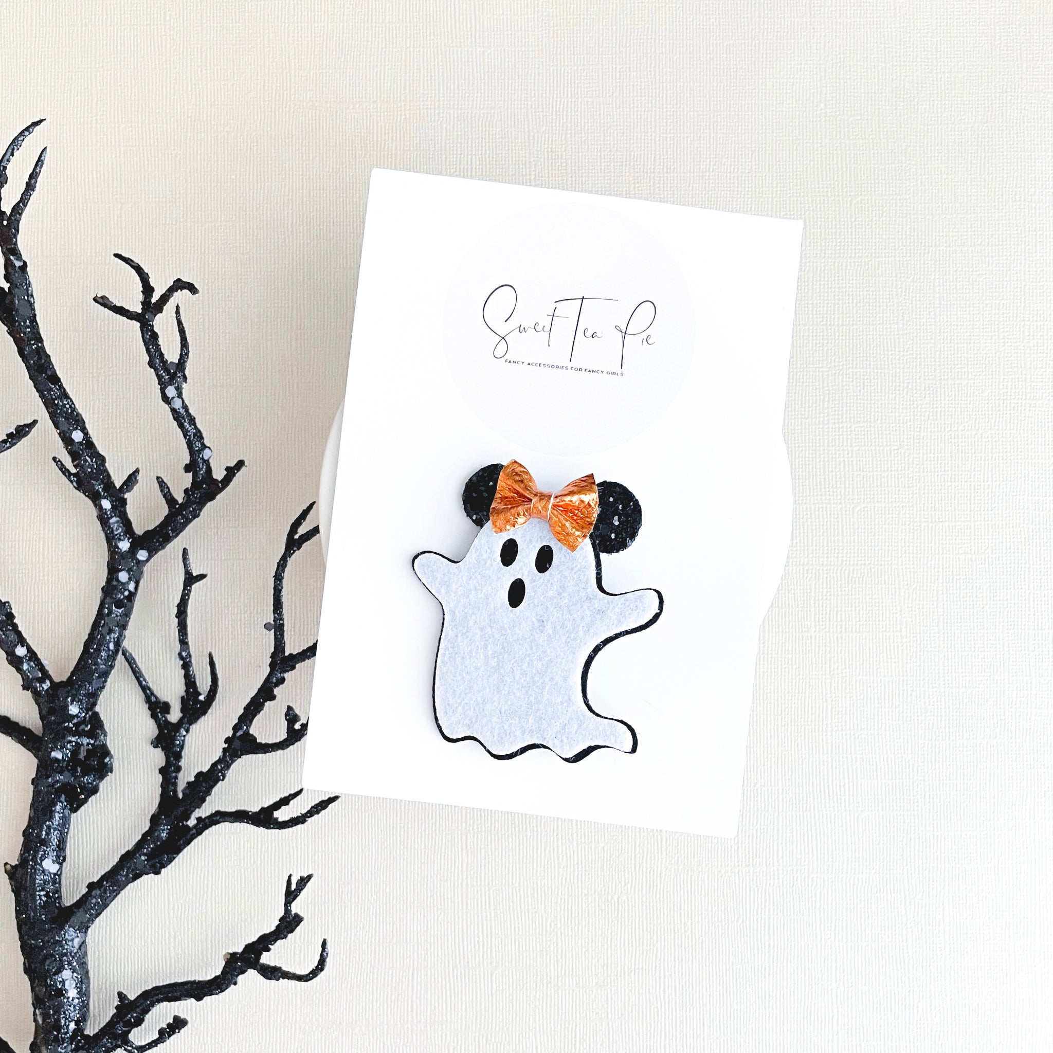 Felt Mouse Ghost Friend - Orange Bow