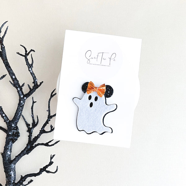 Felt Mouse Ghost Friend - Orange Bow