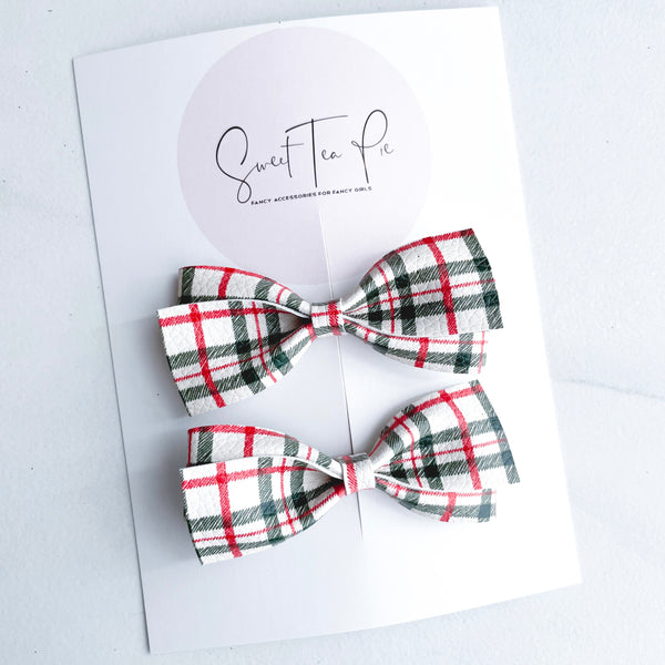 Holiday Plaid Twisted Pigtail Bows