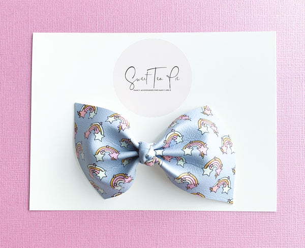 Retro Rainbow Stars Knot Hair Bow