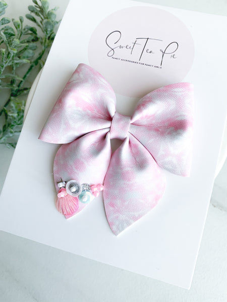 Seashell Sequin Glitter Sailor Bow