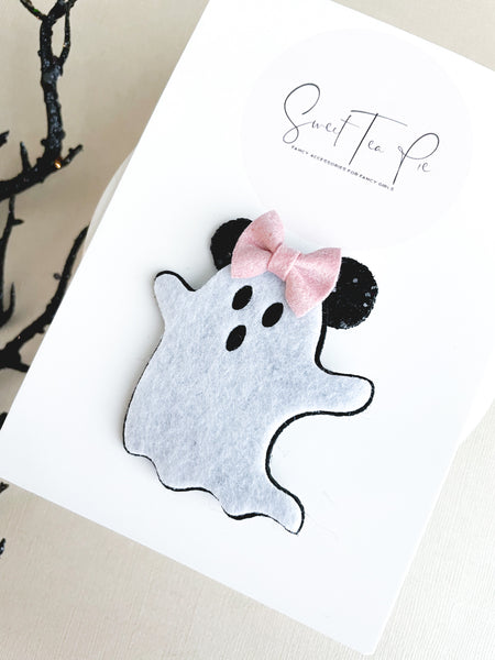 Felt Mouse Ghost Friend - Pink Bow