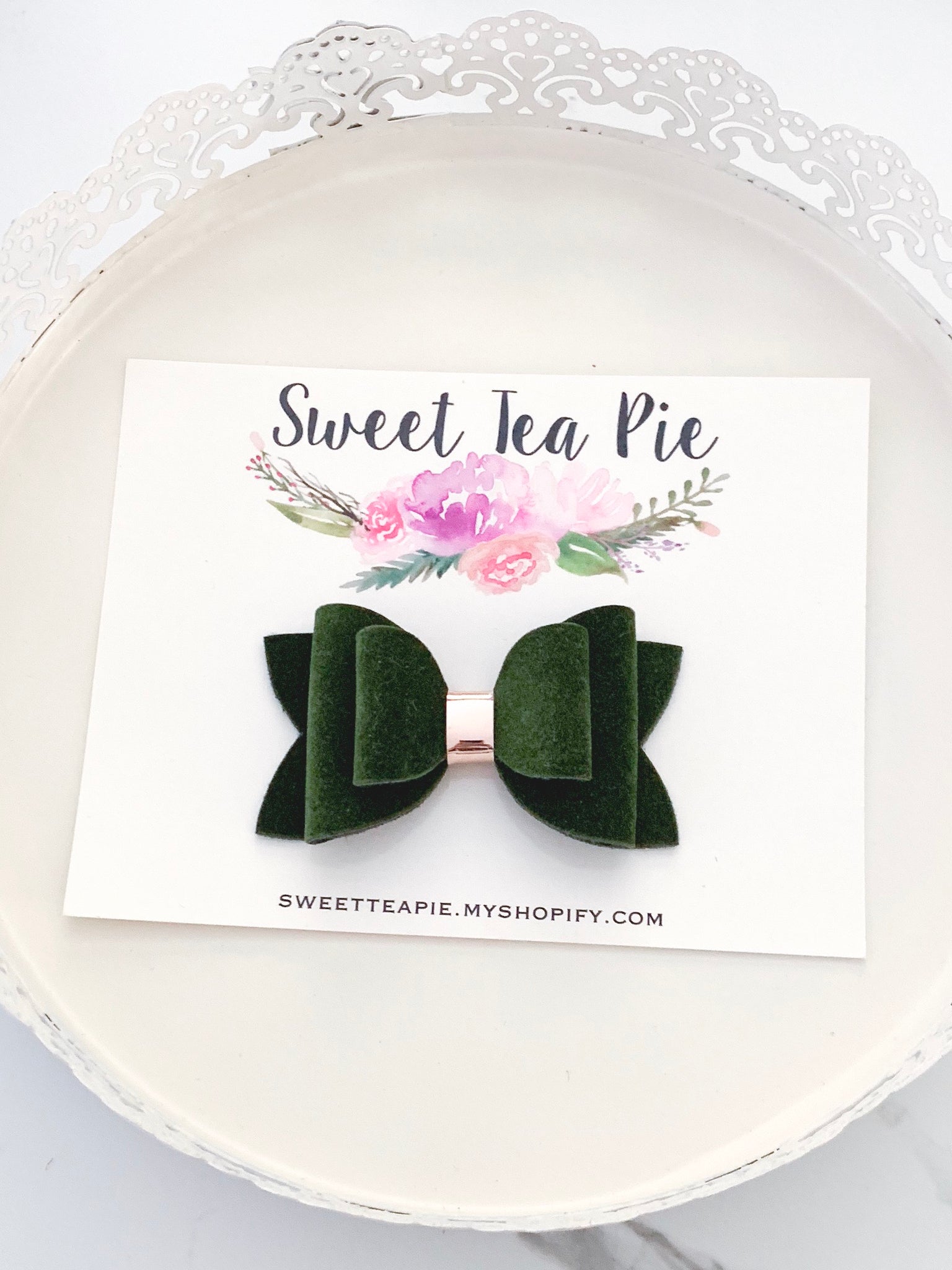 Olive Green Double Loop Hair Bow