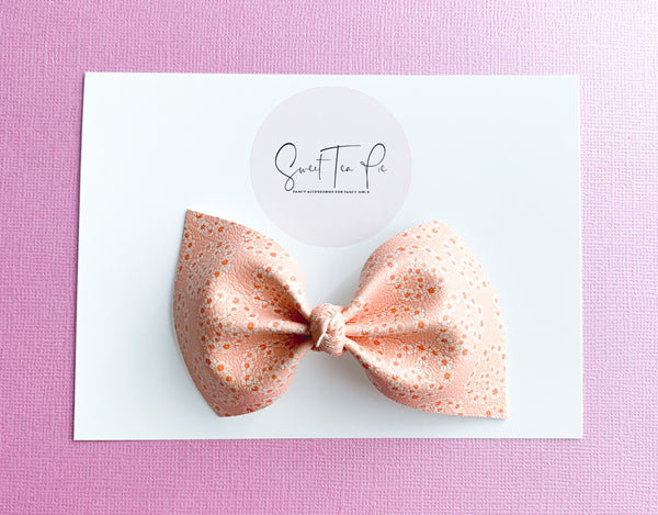 Flower Peace Sign Knot Hair Bow