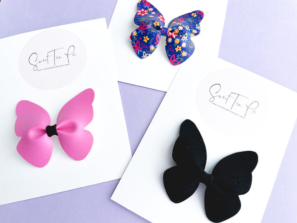 Black Velvet Butterfly Clip