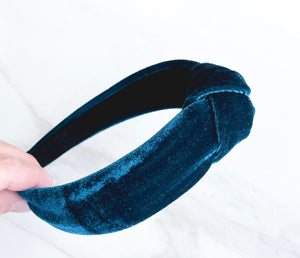 Teal Velvet Knot Headband