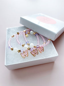 Pastel Pink Butterfly Glam Bracelet