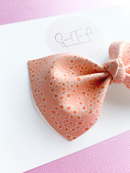 Flower Peace Sign Knot Hair Bow