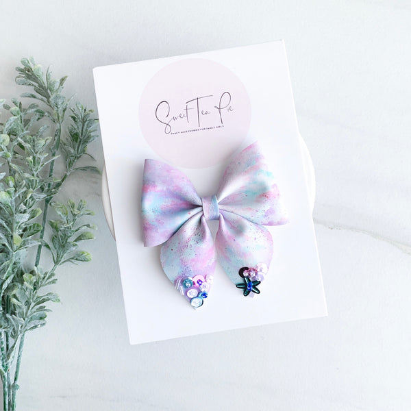 Starfish Sequin Glitter Sailor Bow