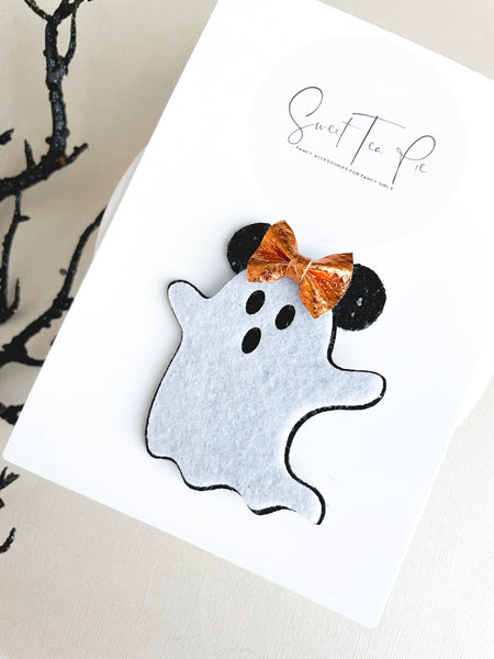 Felt Mouse Ghost Friend - Orange Bow